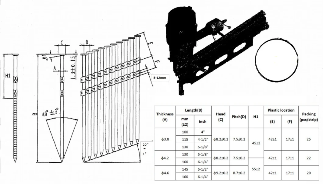 3-1/2X. 162 Inch Galvanized Plastic Strip Nails for Wood Roof